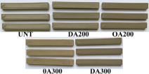 Bending specimens before and after mechanical testing.